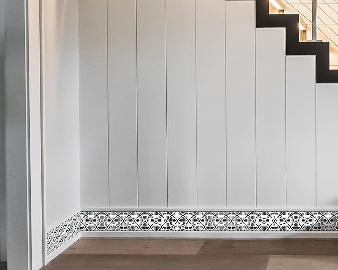 FLFK Mirror Frame Border - Black and White Peel and Stick Wall Borders Wallpaper Decal Trim Tape Geometric Pattern 4" x 240"