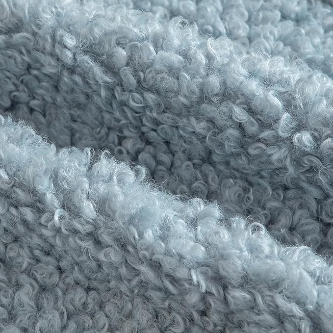 Yaertun Pack of 2 Faux Fur Throw Pillow Covers Decorative Sherpa Boucle Pillow Covers Fuzzy Soft Pillowcases Sheepskin Fleece Cushion Case for Couch Sofa Bed Living Room 22x22 Inch Light Blue