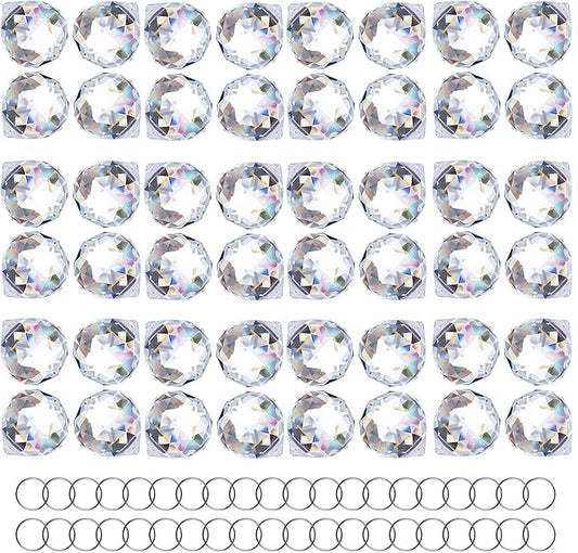 HDCRYSTALGIFTS 48pcs Clear Crystal Ball Prism 20mm Chandeliers Prism Sun Shine Catcher Rainbow Pendants Maker, Hanging Crystals Prisms for Windows Glass Ball Ornaments for Christmas Tree