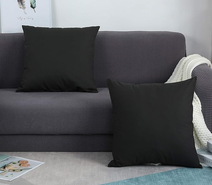 TangDepot Handmade Decorative Solid 100% Cotton Canvas Throw Pillow Covers/Pillow Shams, (28"x28", Charcoal Gray)