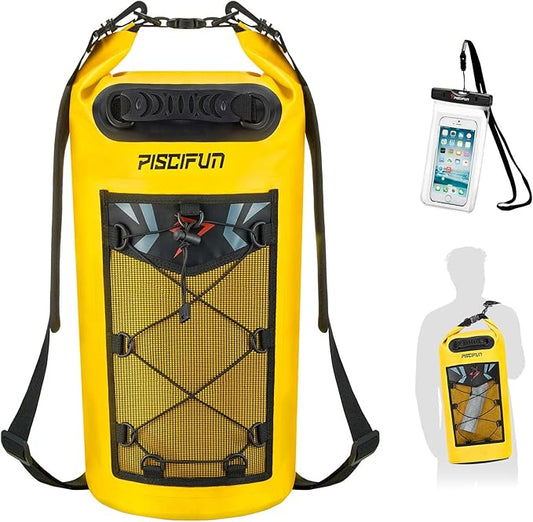 Piscifun Dry Bag, Waterproof Floating Backpack 10L/20L/30L/40L with Waterproof Phone Case for Boating, Kayaking, Fishing