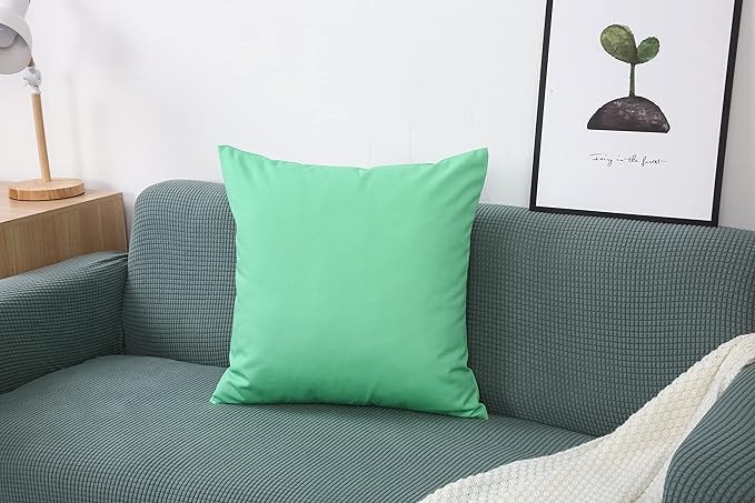 TangDepot Handmade Decorative Solid 100% Cotton Canvas Throw Pillow Covers/Cushion Covers, 45 Colors Available - (18" x18" , Mint Green, 2 Count (Pack of 1))