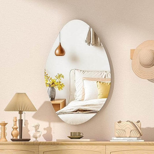Hasipu Irregular Wall Mirror - 24"x15" Asymmetrical Frameless Mirror, Modern Decorative Mirrors for Living Room, Entryway, Hallway, Bathroom, Bedroom,Wall Mounted Home Decor