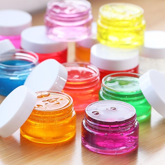 SATINIOR 12 Pack 7 oz Plastic Container Jars with Lids Round Clear Travel Cosmetic Container Slime Jars for Toiletries, Lotion, Cream, Ointments, Makeup, Rhinestone, Samples, Kitchen Storage(White)