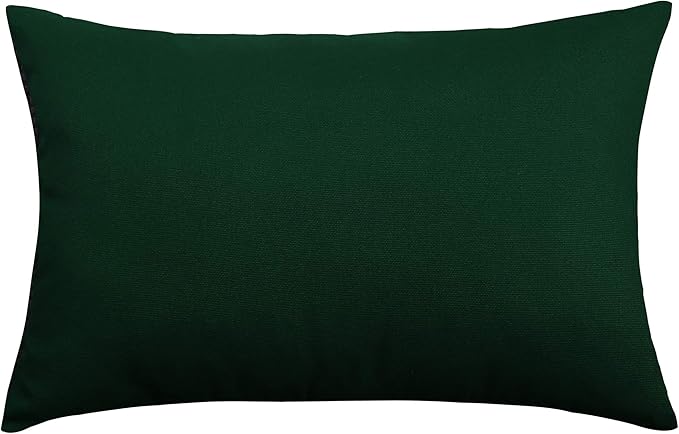 TangDepot Handmade Decorative Solid 100% Cotton Canvas Throw Pillow Covers/Pillow Shams, (12"x20", Deep Green)