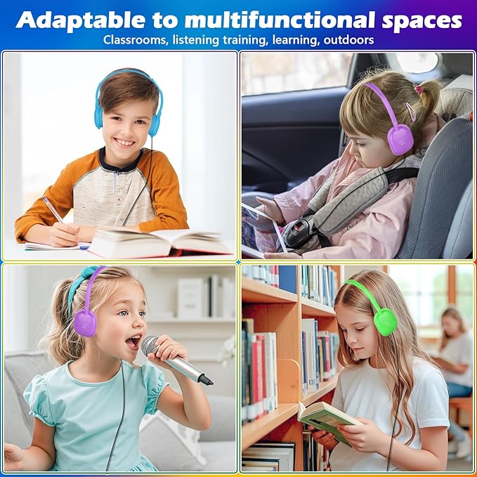 Bulk Headphones 30 Pack for Classroom School Kids, Wholesale Wired Adjustable Headphones Earphones for Students Schools Libraries Museums 3.5mm Jack Multi Color