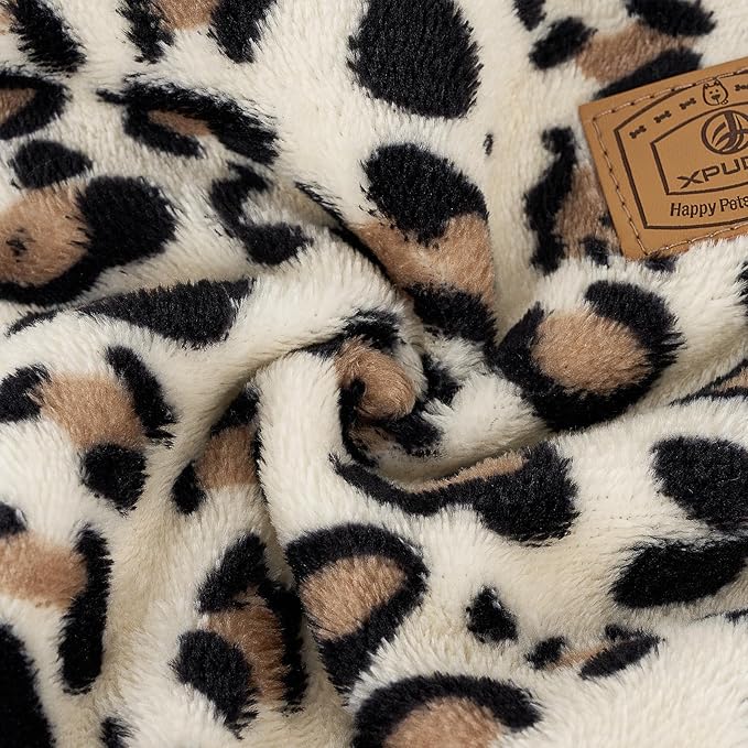 XPUDAC Fleece Dog Pajamas Leopard Dog Sweaters Winter Puppy Clothes for Small Medium Dogs Boy Girl Pet Jumpsuits Doggie Outfits for Christmas