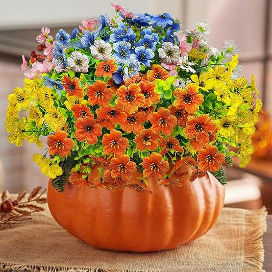 Artificial Fall Flowers for Outdoors, Artificial mums for Outdoors UV Resistant and fadeproof,Faux mums for Outdoor planters for Porch Patio Garden Planter Box Home Outdoor Decor(10pcs)