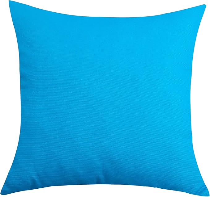 TangDepot Handmade Decorative Solid 100% Cotton Canvas Throw Pillow Covers/Pillow Shams, (12"x12", Pacific Blue)
