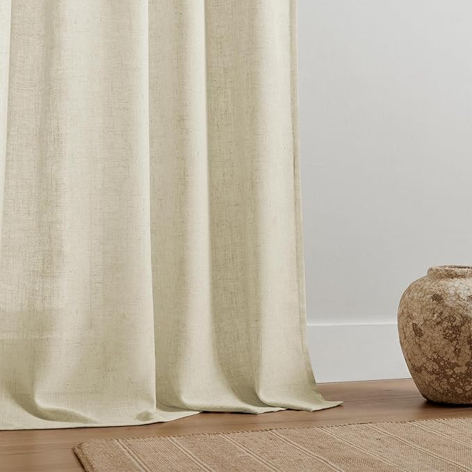 Joydeco Linen Curtains 84 Inch Length 2 Panel Sets,Light Filtering Curtains for Bedroom 100 Inch Wide Living Room Drapes with Back Tabs & Rod Pockets (W100 x L84 Inch, Linen)