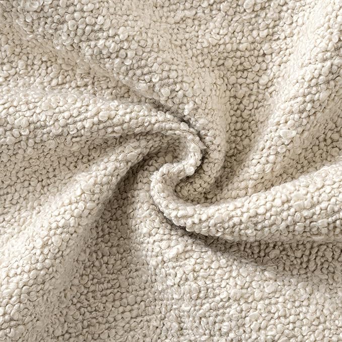 Woaboy Pack of 2 20x20 Inch Decorative Boucle Throw Pillow Covers Textured Square Pillowcaes Accent Solid Cozy Soft Cushion Covers Home Decor for Sofa Couch Living Room Home Decor,Natural Beige