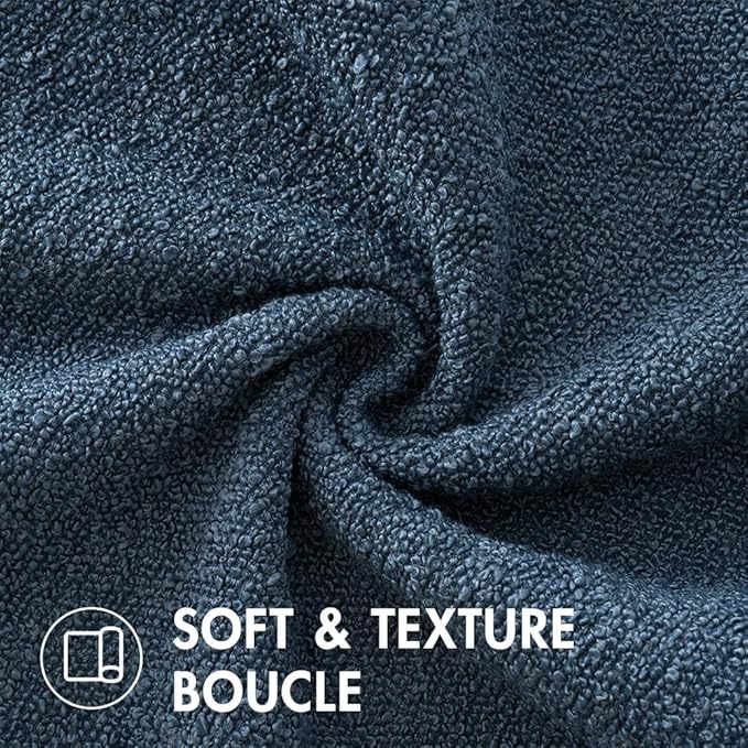 MIULEE 24x24 Decorative Euro Sham Throw Pillows for Bed Set of 2 Textured Boucle Neutral Winter Throw Pillow Covers Dark Blue Accent Solid Couch Pillowcases Sofa Livingroom Home Decor