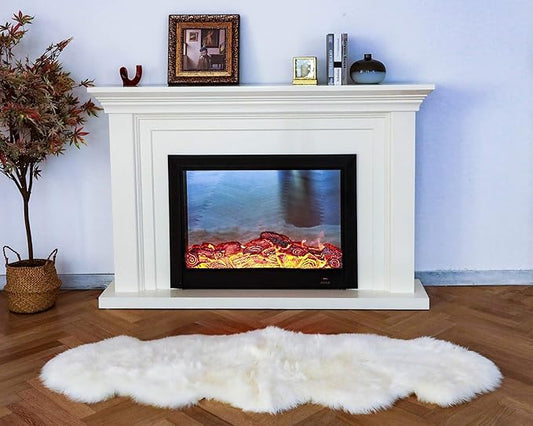 WaySoft New Zealand Sheepskin Area Rug – Genuine Fluffy Wool, Multiple Sizes, Bedroom or Living Room Decor(2ft x 6ft,Ivory)