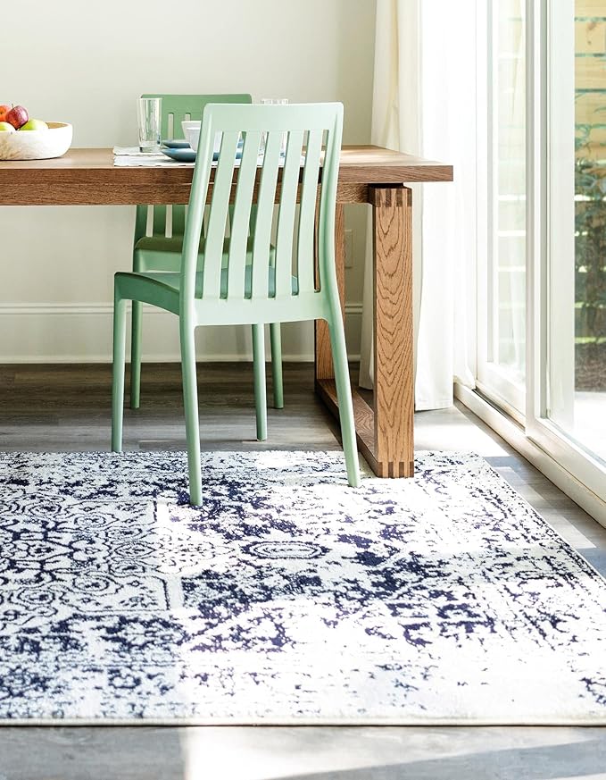 Rugs.com Arlington Collection Rug – 7' x 10' Blue Medium-Pile Rug Perfect for Living Rooms, Large Dining Rooms, Open Floorplans