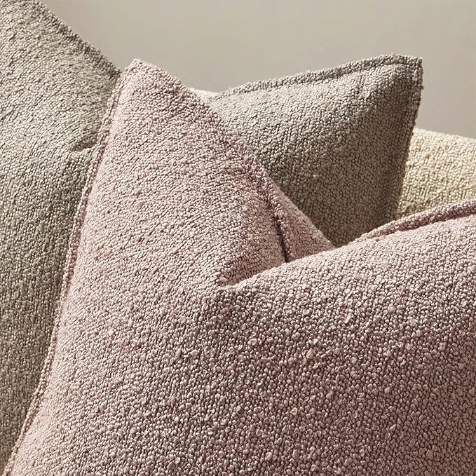 JUSPURBET Pink Decorative Pillow Covers 14x24 Set of 2 Throw Pillow Covers for Couch Sofa Bed Cozy Boucle Textured Lumbar Cushion Covers Cases with Hidden Zipper for Living Room Home Decor