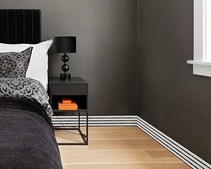 FLFK Mirror Frame Border - Black and White Striped Wallpaper Trim Peel and Stick Wall Borders Decal 4" x 240"