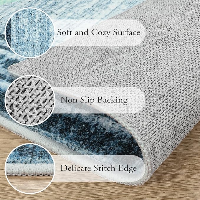 Lahome Abstract Area Rugs 5x7,Washable Modern Rugs for Living Room Non-Slip,Low-Pile Soft Rug Minimalist Bordered Floor Carpet for Bedroom Dining Room Entryway Indoor