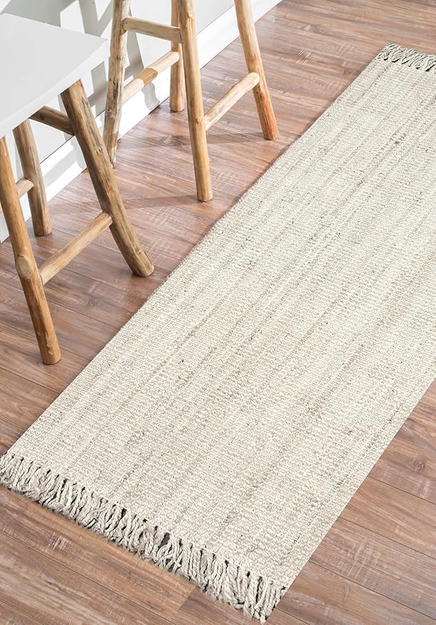 Nuloom Daniela Off-White, 2' x 3', Handmade, Jute, Tassel, Soft and Textured, High Traffic, Stain Resistant, Easy Clean, Durable Area Rug for Bedroom, Living Room, Dining Space, Foyer, Entryway