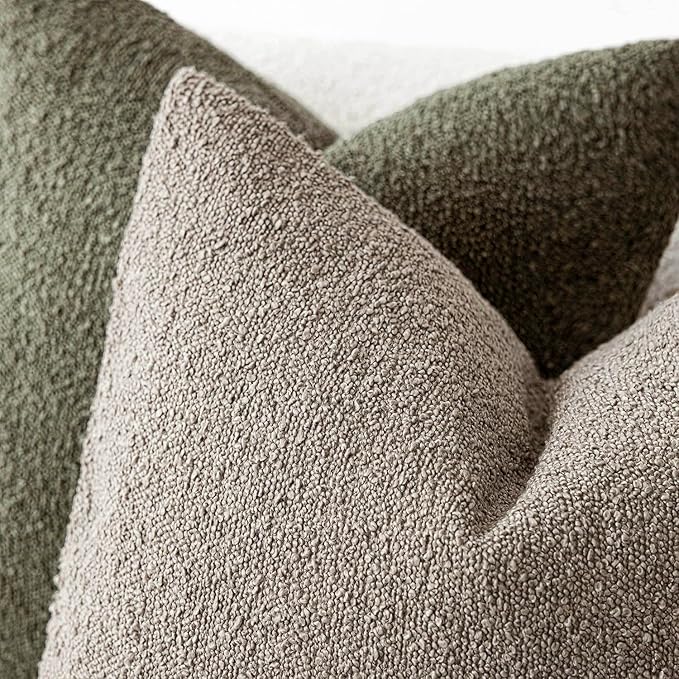 Foindtower Decorative Textured Boucle Throw Pillow Covers Accent Solid Pillow Cases Neutral Soft Cozy Couch Cushion Case for Chair Sofa Bedroom Living Room Home Decor 16x16 Inch,1PC,Light Taupe