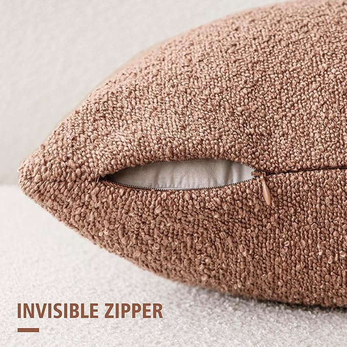 Foindtower Decorative Textured Boucle Throw Pillow Covers Accent Solid Lumbar Pillow Cases Soft Cozy Couch Cushion Case for Chair Sofa Bedroom Living Room Home Decor 12x20 Inch,1PC,Dusty Orange Hazel