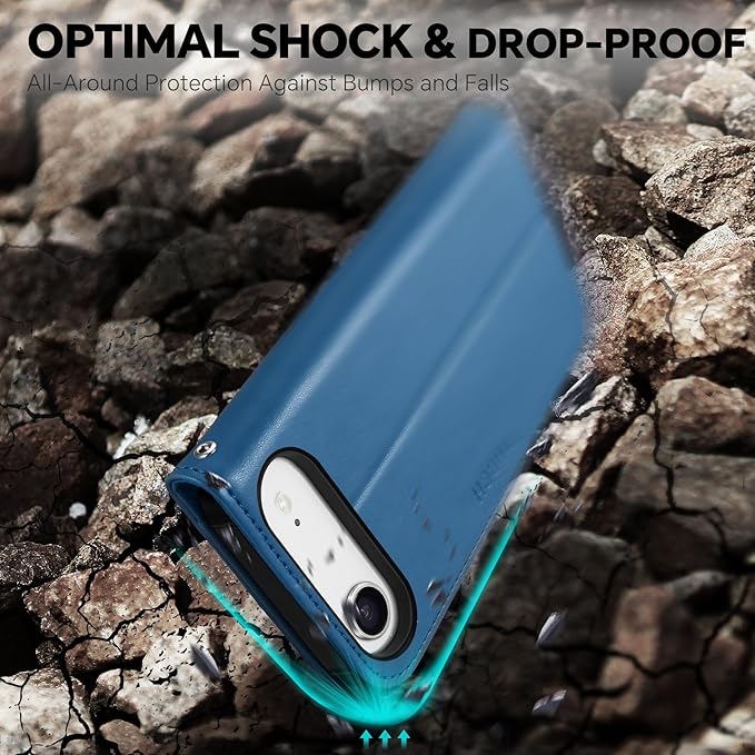 TUCCH Detachable Case Wallet for iPhone Air (6.5") 2025, Wrist Strap | 4 Card Slots RFID Blocking | Wireless Charging | Stand | 2-in-1 Magnetic | PU Leather | Shockproof Folio Cover | Light Blue