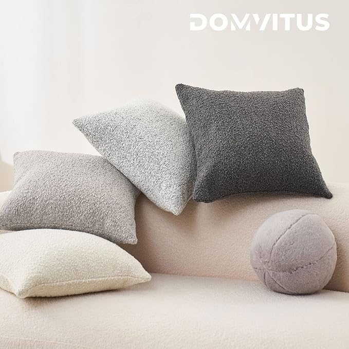 DOMVITUS Boucle Pillow Covers 20x20 Luxury Throw Pillow Covers Decorative Pillows for Bed Sofa Pillows for Living Room Accent Couch Pillows Soft Cushion Case, 1PC, Graphite Grey
