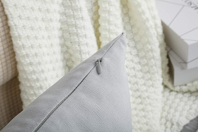 TangDepot Handmade Decorative Solid 100% Cotton Canvas Throw Pillow Covers/Cushion Covers, 45 Colors Available - (20" x20" , Gray Stone, 2 Count (Pack of 1))