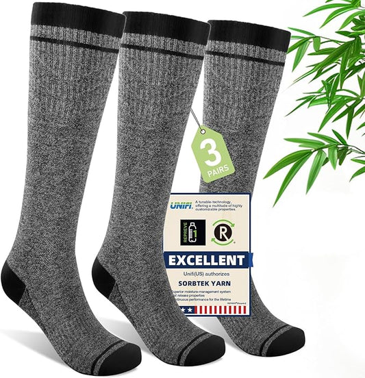Iambamboo Compression Socks Women & Men, 15-20 mmHg Bamboo Viscose Knee High Soft Support for Flying Travel Daily