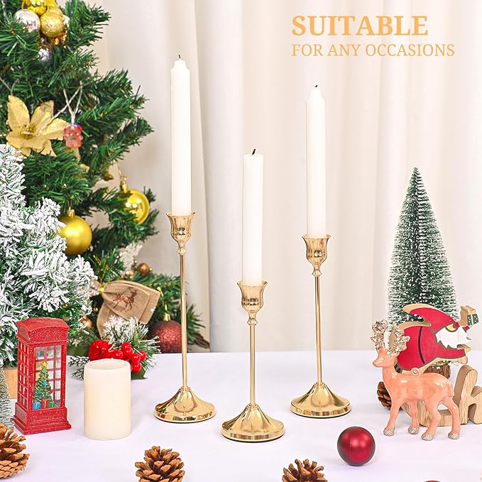 Candlestick Holders 30 PCS, Metal Taper Candle Holder, Gold Candle Holders for Pillar Candles, Vintage Dining Table Centerpiece Decorations for Wedding Party Christmas Halloween Decor