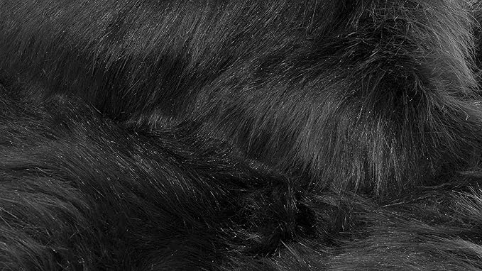 Luxe Gordon Faux Fur Rug with Soft and Fluffy Pile | Machine Washable Living Room Rug with Anti-Slip Backing | Cruelty-Free Area Rugs for Office or Bedroom, Black, 6 ft Dia.