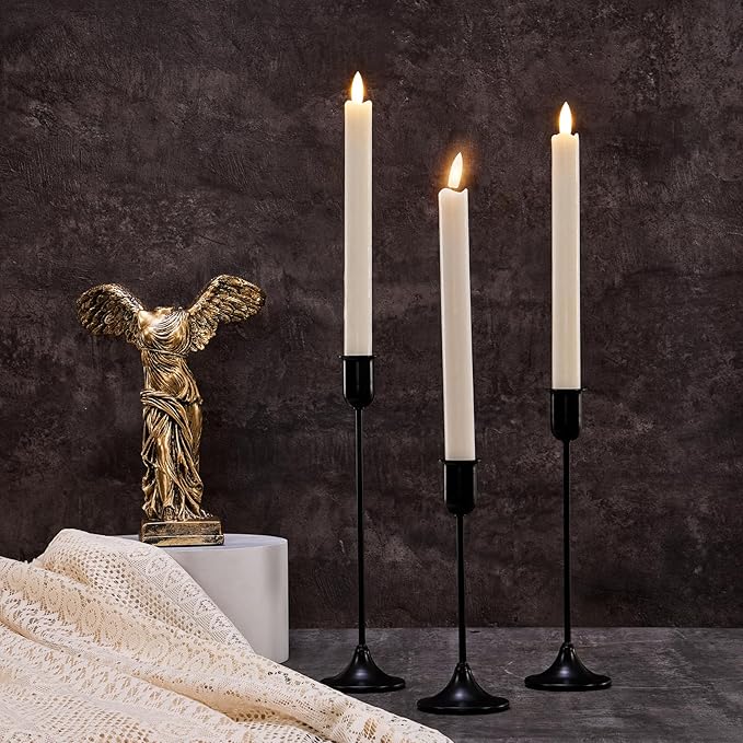 Black Taper Candle Holder 6 PCS Candlestick Holders, Vintage Candle Stick Holder, Modern Decorative Table Centerpiece, Cozy Atmosphere for Home Decor, Wedding, Candlelit Dinner Party
