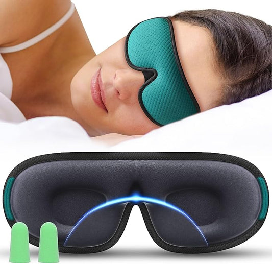 Medi Grade Cotton Sleep Mask with 3D Eye Memory Foam - Travel Sleeping Mask for Women and Men with 2 Ear Plugs and Storage Bag - Blackout Light Blocking