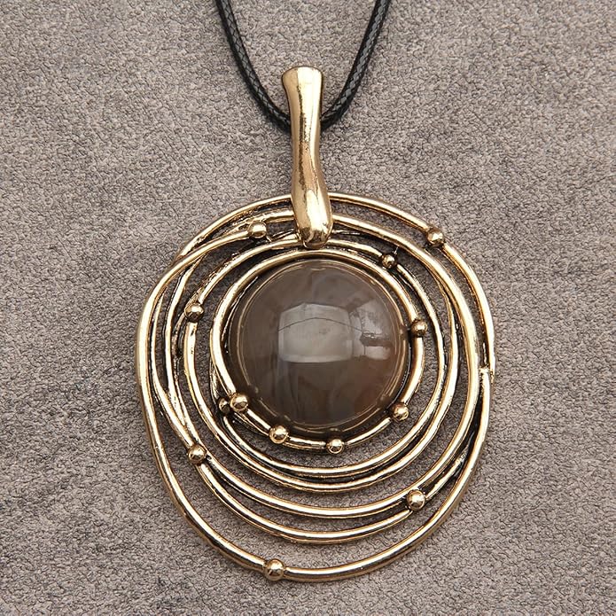 Leather Necklace for Women Boho Choker Necklace Long Cord Leather Pendant Bohemian Neckalce Vintage Alloy Pendant Leather Rope Necklace Wooden Necklaces for Women