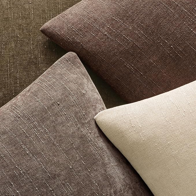 MIULEE Pack of 2 Decorative Throw Pillow Covers Soft Chenille Throw Pillows Solid Textured Cushion Covers for Couch Sofa Bedroom Living Room 22x22 Inch, Chocolate