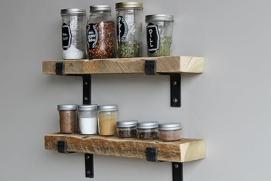 Urban Legacy Accent Shelves | Reclaimed Barn Plank | Set of 2 with Full Brackets (Natural 18"x 4.5"x 2")
