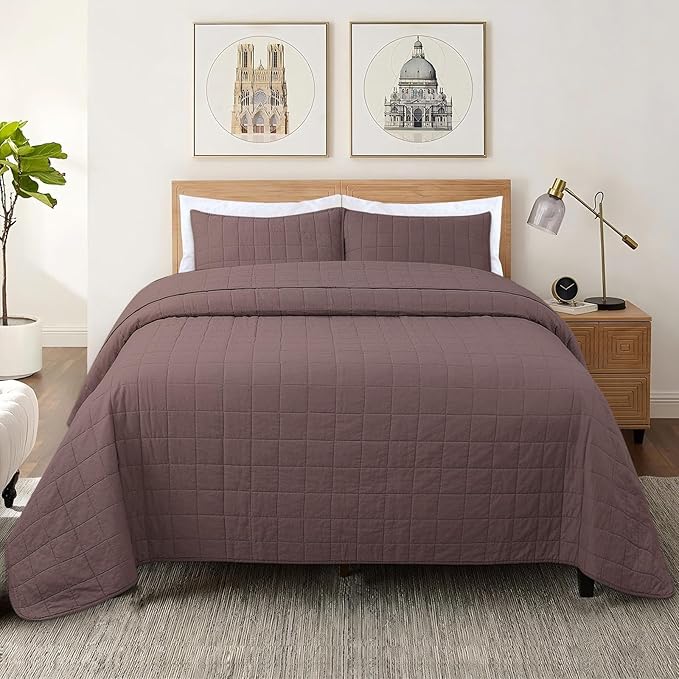 100% Cotton Quilt Sets Cal King Size - Soft Lightweight Quilt Bedding Set for Bedroom Decor-Bedspread in Geometric Pattern with 2 Pillow Shams for All Season, 110x120 inches
