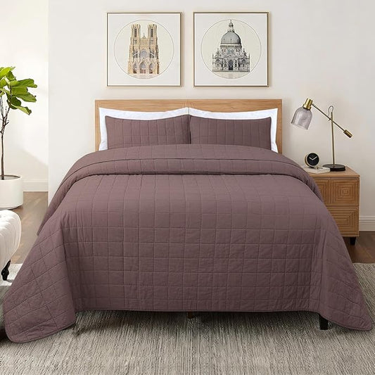 100% Cotton Quilt Sets Super King Size - Soft Lightweight Quilt Bedding Set for Bedroom Decor-Bedspread in Geometric Pattern with 2 Pillow Shams for All Season, 120x128 inches