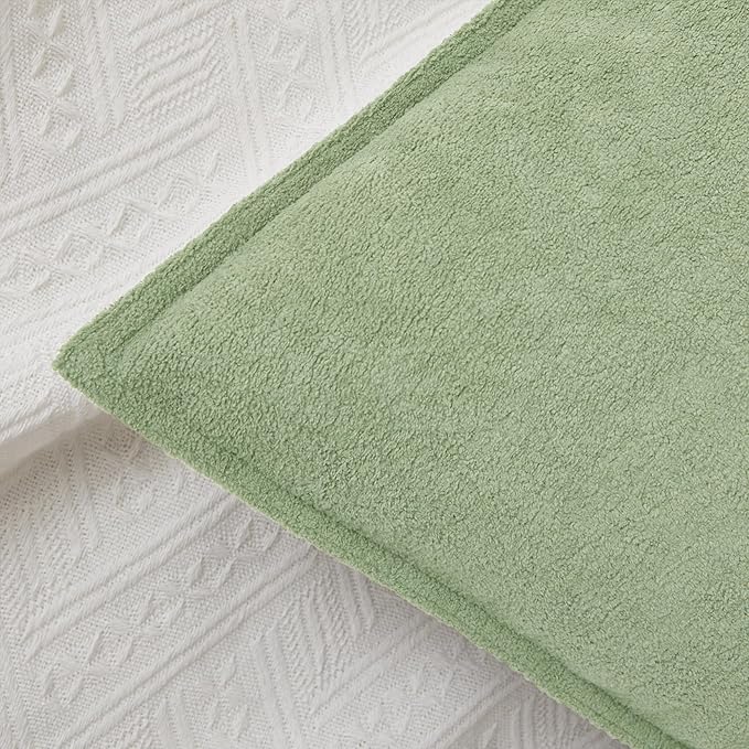 Kevin Textile 14x20 Inch Lumbar Pillow Cover 1 Pack Soft Boucle Textured Decorative Waterproof Rectangle Cushion Elegant Accent Pillow for Couch Sofa Chair Bed Home Decor Indoor Outdoor Sage Green