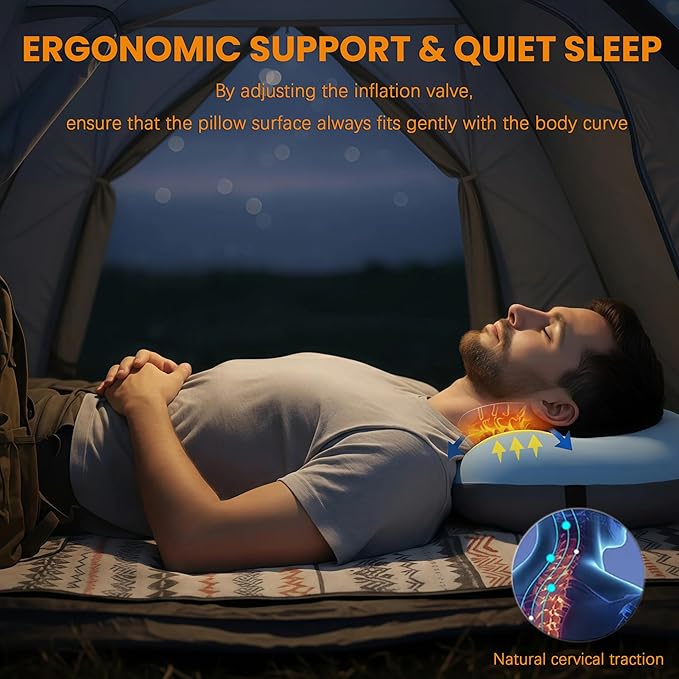 2 Packs Inflatable Neck Pillow for Travel Camp Beach Small Compact Backpacking Essentials Hiking Gear Car Travel Lake Day Roadtrip Road Trip Motorhome Glamping Overlanding Deployment Accessories