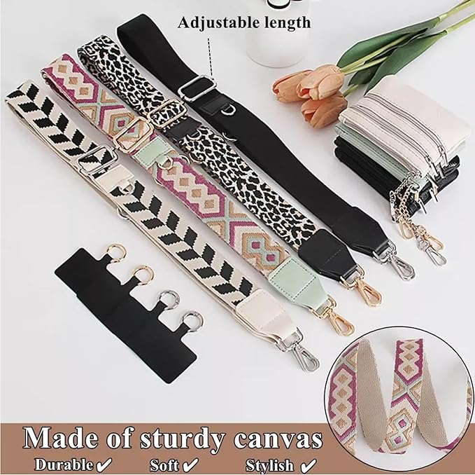 Crossbody Body Phone Holder for Women, New Phone Strap with Zippered Pouch, Adjustable Crossbody Strap (Flower white)