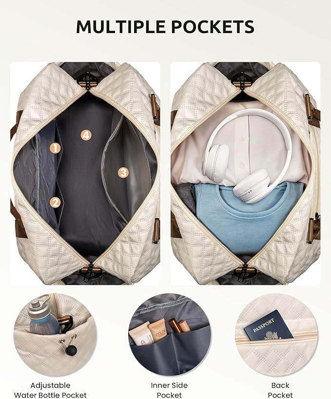 Vogewood Gifts for Sister - Personalized Initial Duffle Bag, Travel Bag With Shoe & Makeup Compartments - Monogram Weekender & Overnight Bag (Letter N)