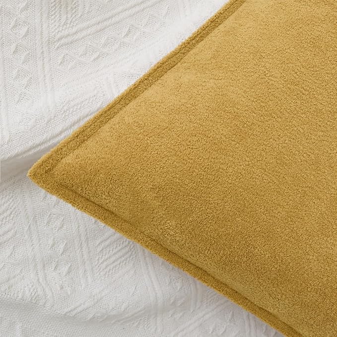 Kevin Textile 14x36 Inch Long Lumbar Cover 1 Pack Soft Boucle Textured Decorative Waterproof Rectangle Cushion Elegant Accent Pillows for Couch Sofa Chair Bed Home Decor Indoor Outdoor Mustard Yellow
