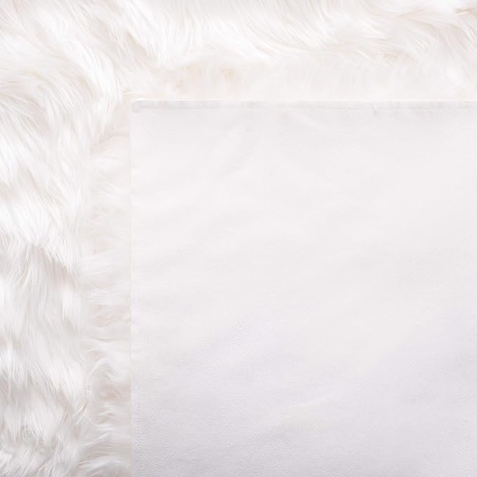 SAFAVIEH Faux Sheep Skin Collection 3' x 5' Ivory FSS235A Silken Glam 2.35-inch Thick Area Rug