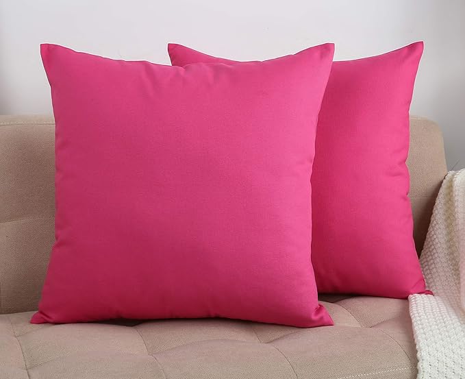 TangDepot Handmade Decorative Solid 100% Cotton Canvas Throw Pillow Covers/Pillow Shams, (22" x22" , Hot Pink, 1 Count (Pack of 1))