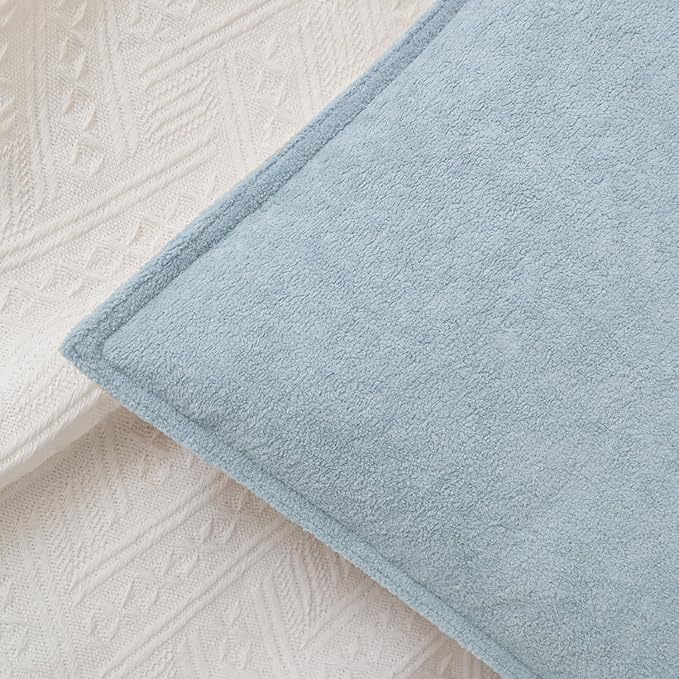 Kevin Textile 14x36 Inch Long Lumbar Cover 1 Pack Soft Boucle Textured Decorative Waterproof Rectangle Cushion Elegant Accent Pillows for Couch Sofa Chair Bed Home Decor Indoor Outdoor Light Blue