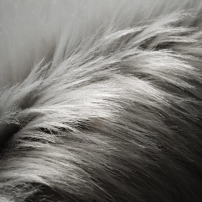 SERISSA Grey Faux Fur Sheepskin Rug 8x10 Feet, Large Fluffy Fuzzy Shaggy Area Rug, Furry Throw Rug for Living Room, Bedroom, Nursery Room Decor (Rectangle, Grey)