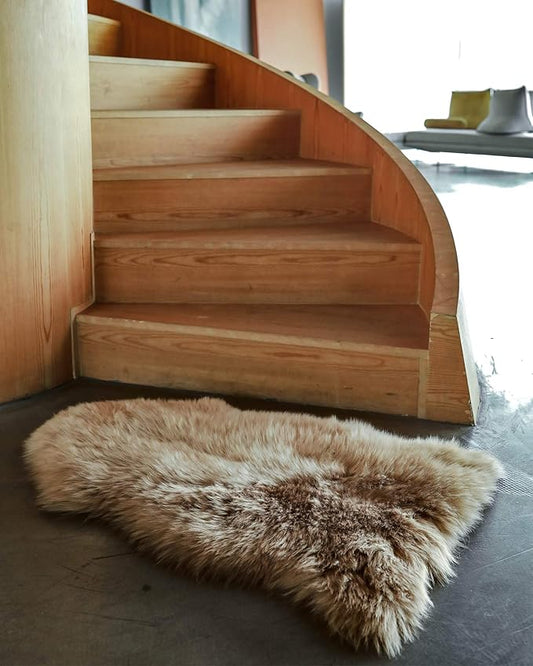 WaySoft New Zealand Sheepskin Area Rug – Genuine Fluffy Wool, Multiple Sizes, Bedroom or Living Room Decor(2ft x 3ft,Umber)