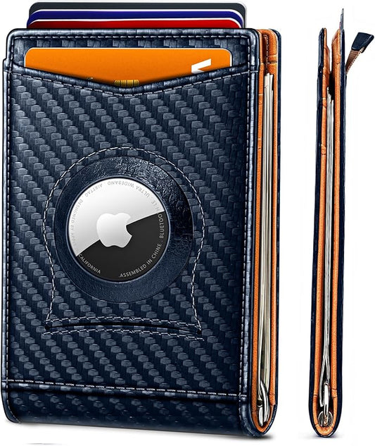 BULLIANT Men Wallet Airtag&Standard Use,Slim Front Pocket Wallet Money Clip for Gifg Men RFID Blocking 11Cards