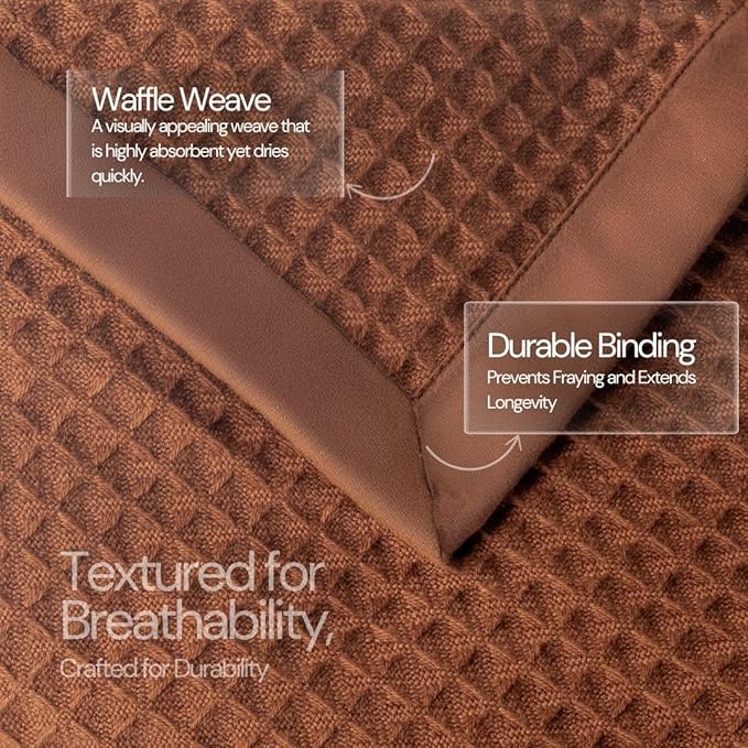 Salt Earth GOTS Certified 100% Organic Cotton Throw Blanket, 108"x90" Waffle Blankets & Throws for Bed, Throw Blanket for Couch, Cozy Christmas Blankets and Throws for Christmas Gifts (Potting Soil)