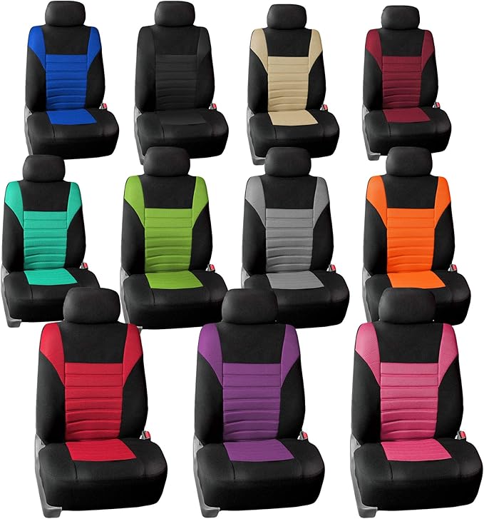 FH Group Automotive Car Seat Covers Front Set Premium 3D Air Mesh Front Seat Covers, Airbag Compatible Universal Fit Interior Accessories for Cars Trucks and SUVs - Beige